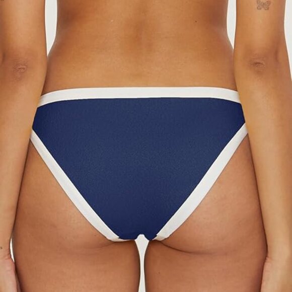 Trina Turk 'Poolside' Textured Side-Tie Bikini Swimsuit Bottom, Navy Blue/White - Picture 3 of 3